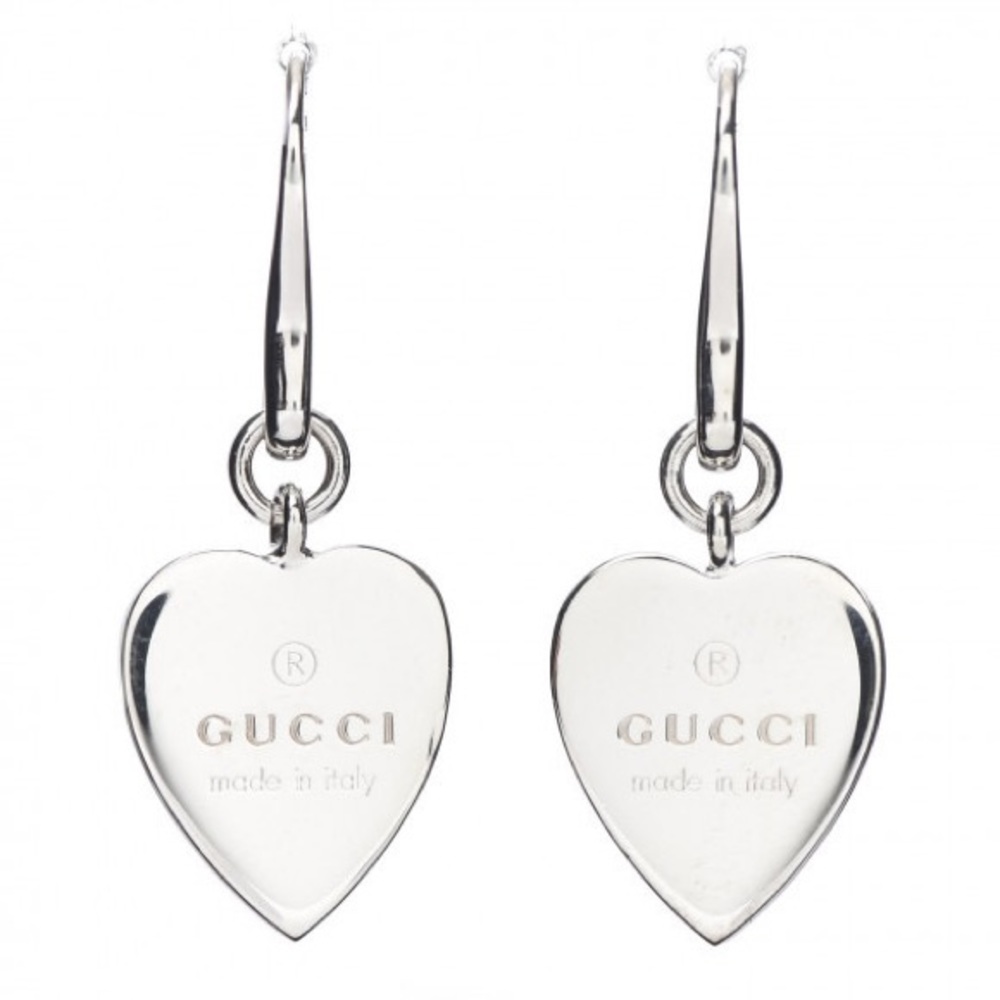 Gucci Trademark Heart Drop Earrings in Sterling Silver